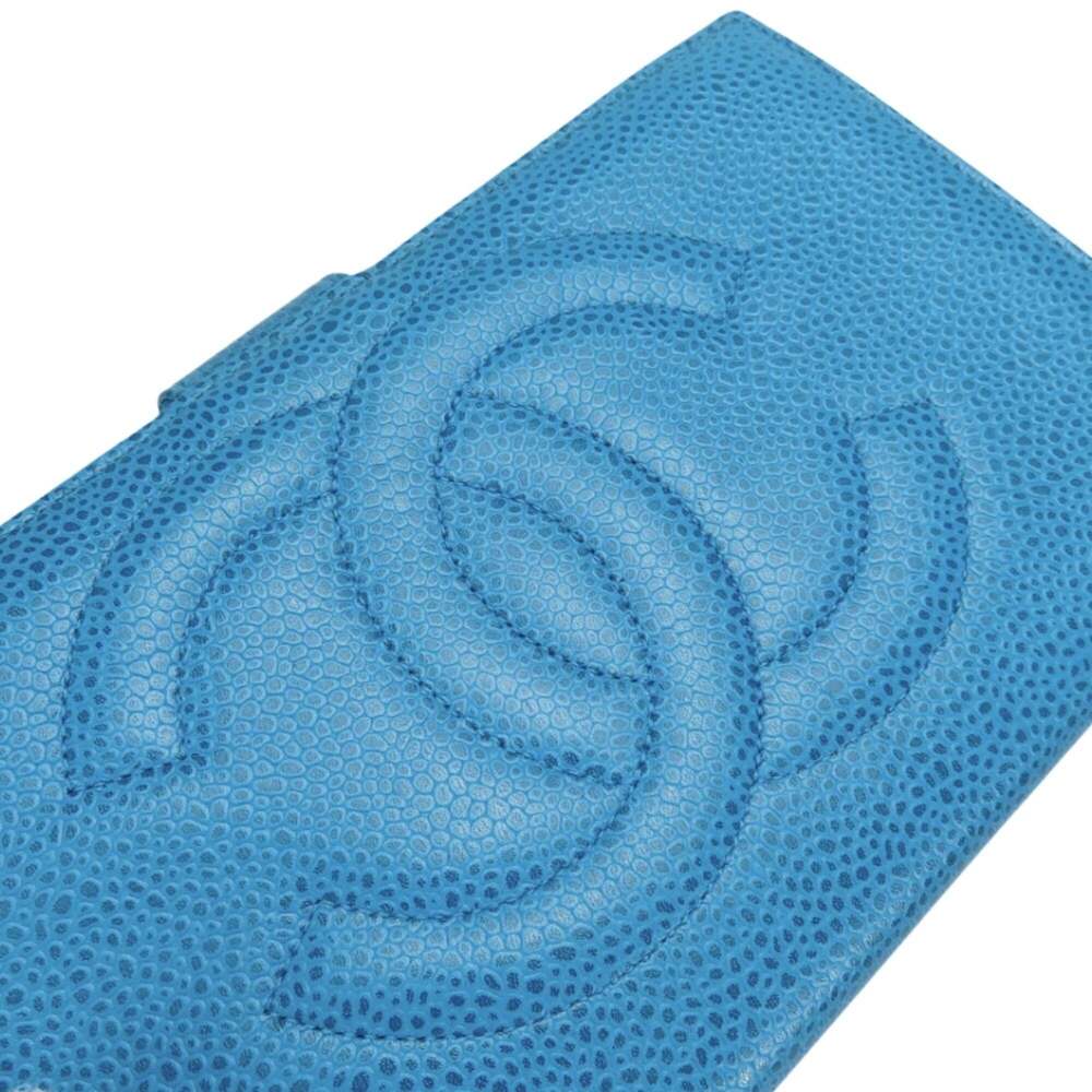 CHANEL Blue Caviar Leather Logo Wallet - Picture 6 of 16